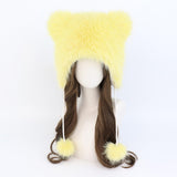 Maxbell Kids Winter Hat Trendy Animal Ears Hat Portable Soft Beanie for Cold Weather Yellow