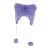 Maxbell Kids Winter Hat Trendy Animal Ears Hat Portable Soft Beanie for Cold Weather Purple