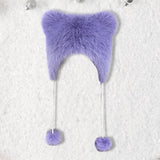 Maxbell Kids Winter Hat Trendy Animal Ears Hat Portable Soft Beanie for Cold Weather Purple