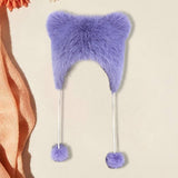 Maxbell Kids Winter Hat Trendy Animal Ears Hat Portable Soft Beanie for Cold Weather Purple