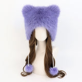 Maxbell Kids Winter Hat Trendy Animal Ears Hat Portable Soft Beanie for Cold Weather Purple