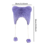 Maxbell Kids Winter Hat Trendy Animal Ears Hat Portable Soft Beanie for Cold Weather Purple