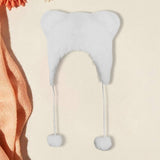Maxbell Kids Winter Hat Trendy Animal Ears Hat Portable Soft Beanie for Cold Weather White
