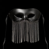 Maxbell Eye Mask with Tassels Cosplay Half Mask for Women Men Prom Stage Performance Black