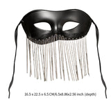 Maxbell Eye Mask with Tassels Cosplay Half Mask for Women Men Prom Stage Performance Black