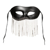 Maxbell Eye Mask with Tassels Cosplay Half Mask for Women Men Prom Stage Performance Black