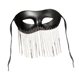 Maxbell Eye Mask with Tassels Cosplay Half Mask for Women Men Prom Stage Performance Black