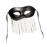 Maxbell Eye Mask with Tassels Cosplay Half Mask for Women Men Prom Stage Performance Black