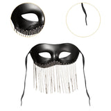 Maxbell Eye Mask with Tassels Cosplay Half Mask for Women Men Prom Stage Performance Black