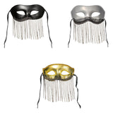 Maxbell Eye Mask with Tassels Cosplay Half Mask for Women Men Prom Stage Performance Black
