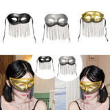 Maxbell Eye Mask with Tassels Cosplay Half Mask for Women Men Prom Stage Performance Black