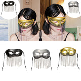 Maxbell Eye Mask with Tassels Cosplay Half Mask for Women Men Prom Stage Performance Black