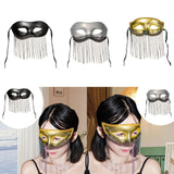 Maxbell Eye Mask with Tassels Cosplay Half Mask for Women Men Prom Stage Performance Black