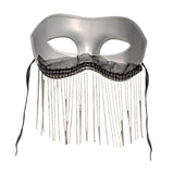 Maxbell Eye Mask with Tassels Cosplay Half Mask for Women Men Prom Stage Performance White
