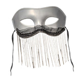 Maxbell Eye Mask with Tassels Cosplay Half Mask for Women Men Prom Stage Performance White