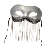 Maxbell Eye Mask with Tassels Cosplay Half Mask for Women Men Prom Stage Performance White