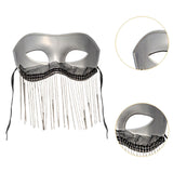 Maxbell Eye Mask with Tassels Cosplay Half Mask for Women Men Prom Stage Performance White