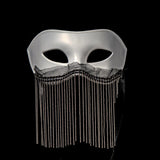 Maxbell Eye Mask with Tassels Cosplay Half Mask for Women Men Prom Stage Performance White