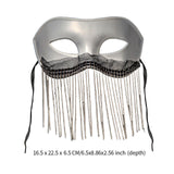 Maxbell Eye Mask with Tassels Cosplay Half Mask for Women Men Prom Stage Performance White