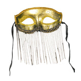 Maxbell Eye Mask with Tassels Cosplay Half Mask for Women Men Prom Stage Performance Golden