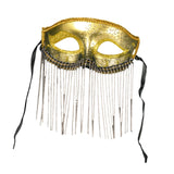 Maxbell Eye Mask with Tassels Cosplay Half Mask for Women Men Prom Stage Performance Golden