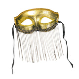 Maxbell Eye Mask with Tassels Cosplay Half Mask for Women Men Prom Stage Performance Golden