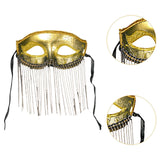 Maxbell Eye Mask with Tassels Cosplay Half Mask for Women Men Prom Stage Performance Golden