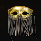 Maxbell Eye Mask with Tassels Cosplay Half Mask for Women Men Prom Stage Performance Golden