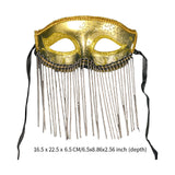 Maxbell Eye Mask with Tassels Cosplay Half Mask for Women Men Prom Stage Performance Golden