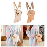 Maxbell Plush Bear Backpack Lovely Casual with Adjustable Strap Travel Backpack Beige