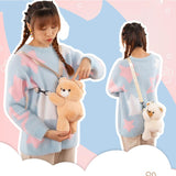 Maxbell Plush Bear Backpack Lovely Casual with Adjustable Strap Travel Backpack Light Brown