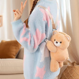 Maxbell Plush Bear Backpack Lovely Casual with Adjustable Strap Travel Backpack Light Brown