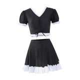 Maxbell Bikini Set V Neck Lightweight Women Swimsuit for Swim Pool Outdoor Traveling L