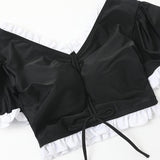 Maxbell Bikini Set V Neck Lightweight Women Swimsuit for Swim Pool Outdoor Traveling L