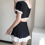 Maxbell Bikini Set V Neck Lightweight Women Swimsuit for Swim Pool Outdoor Traveling L