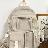 Maxbell School Backpack for Teen Girls Cute Laptop Backpack Casual Daypack Beige