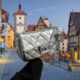 Maxbell Women PU Leather Shoulder Bag Armpit Bag Chic Purse for Vacation Work Travel Silver