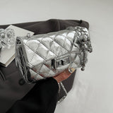 Maxbell Women PU Leather Shoulder Bag Armpit Bag Chic Purse for Vacation Work Travel Silver