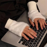 Maxbell Fingerless Typing Gloves Women Half Finger Gloves for Working Driving Sports White