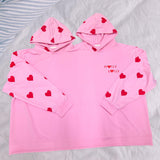 Maxbell Couples Hoodie Long Sleeve Outerwear Fashion Heart Pattern Two Person Hoodie