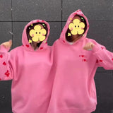 Maxbell Couples Hoodie Long Sleeve Outerwear Fashion Heart Pattern Two Person Hoodie