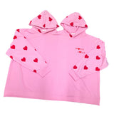 Maxbell Couples Hoodie Long Sleeve Outerwear Fashion Heart Pattern Two Person Hoodie