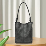 Maxbell Womens Leather Bucket Bag Handbag Travel Tote for Vacation Outdoor Commuting