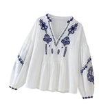 Maxbell Women Embroidery Blouse Long Sleeve Soft Lightweight Boho Design Top S