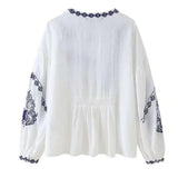 Maxbell Women Embroidery Blouse Long Sleeve Soft Lightweight Boho Design Top S