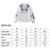 Maxbell Women Embroidery Blouse Long Sleeve Soft Lightweight Boho Design Top M