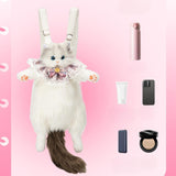 Maxbell Cute Plush Animal Cat Backpack Stuffed Animals Backpack Cat Stuffed Toy Gray