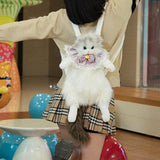 Maxbell Cute Plush Animal Cat Backpack Stuffed Animals Backpack Cat Stuffed Toy Gray