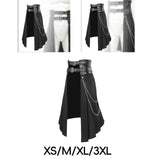 Maxbell Men's Punk Skirt Black Adjustable Waist Belt Male Steampunk Daily Half Skirt XS