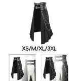 Maxbell Men's Punk Skirt Black Adjustable Waist Belt Male Steampunk Daily Half Skirt XS